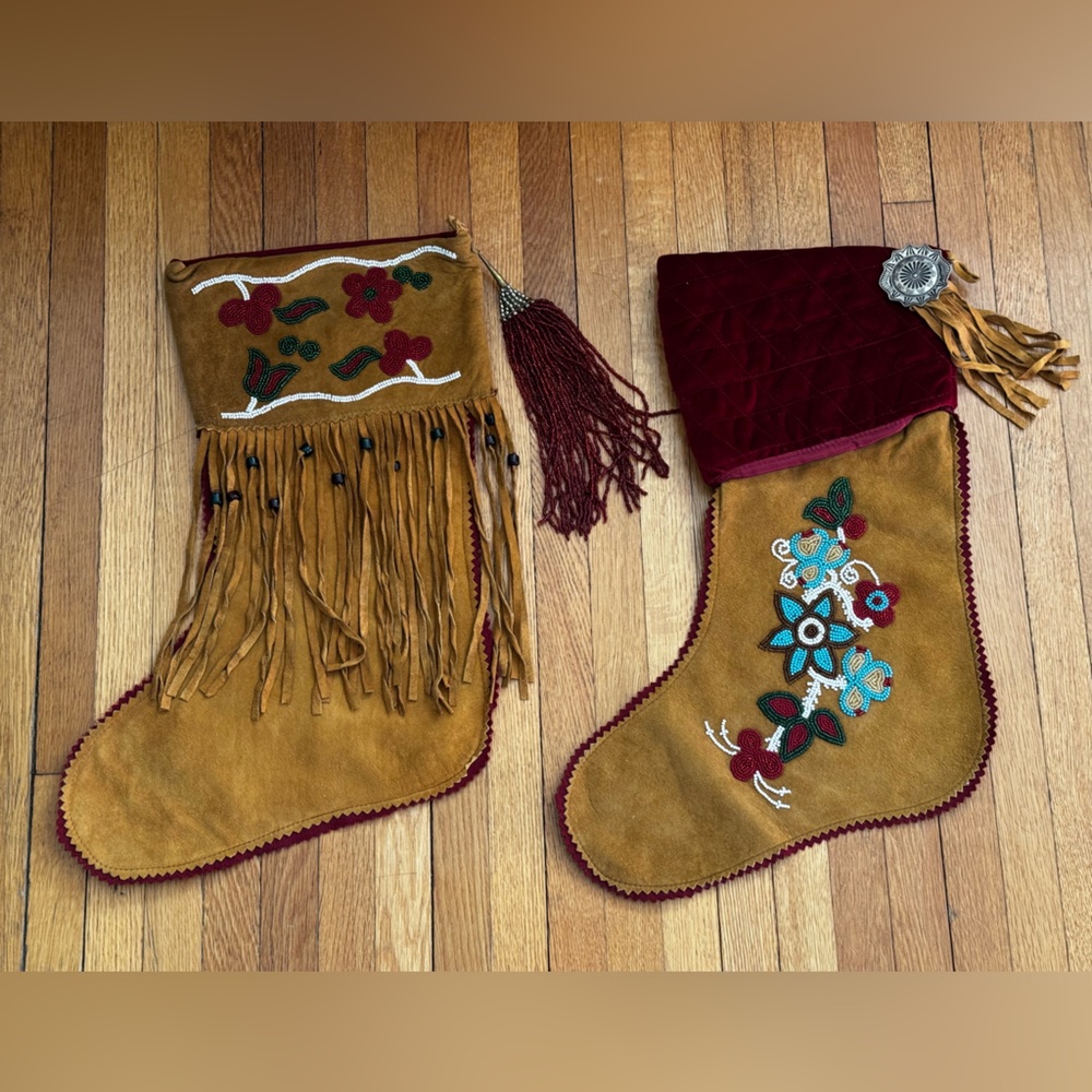 Set of 2 *RARE* DOUBLE D RANCHWEAR VTG Suede Beaded Velvet Christmas
Stockings